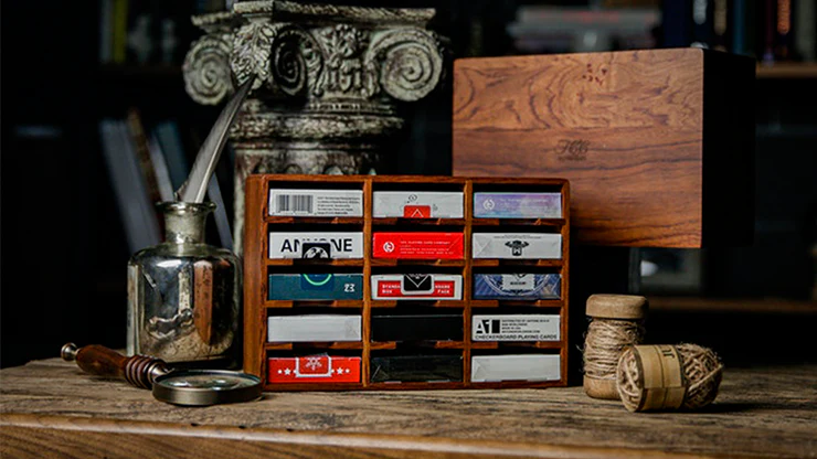15 Deck Rosewood Wooden Playing Cards Cabinet Display - Image 5