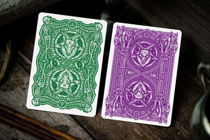 666 Emerald Hellfire & Purple Inferno Playing Cards 2 Deck Set Cartamundi - Image 8