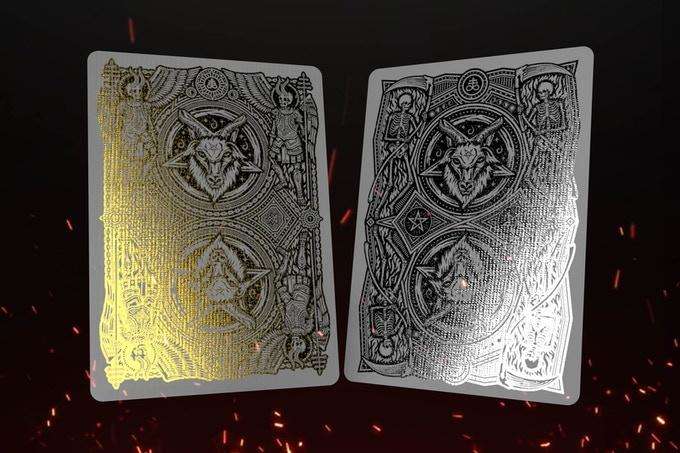 666 Greedy Gold & Skeletal Silver Gilded Playing Cards 2 Deck Set - Image 6