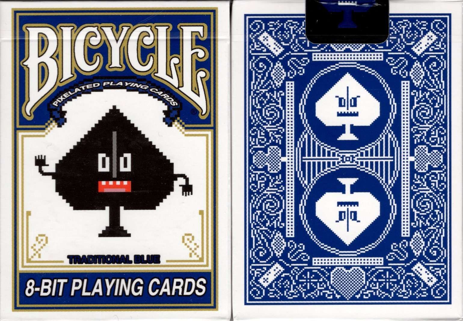 8-Bit Traditional Blue Pixelated Bicycle Playing Cards Deck