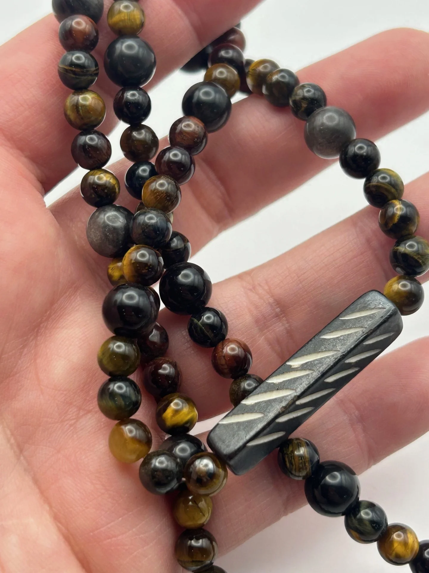 Triple Tiger’s Eye Homemade Necklace - Image 2