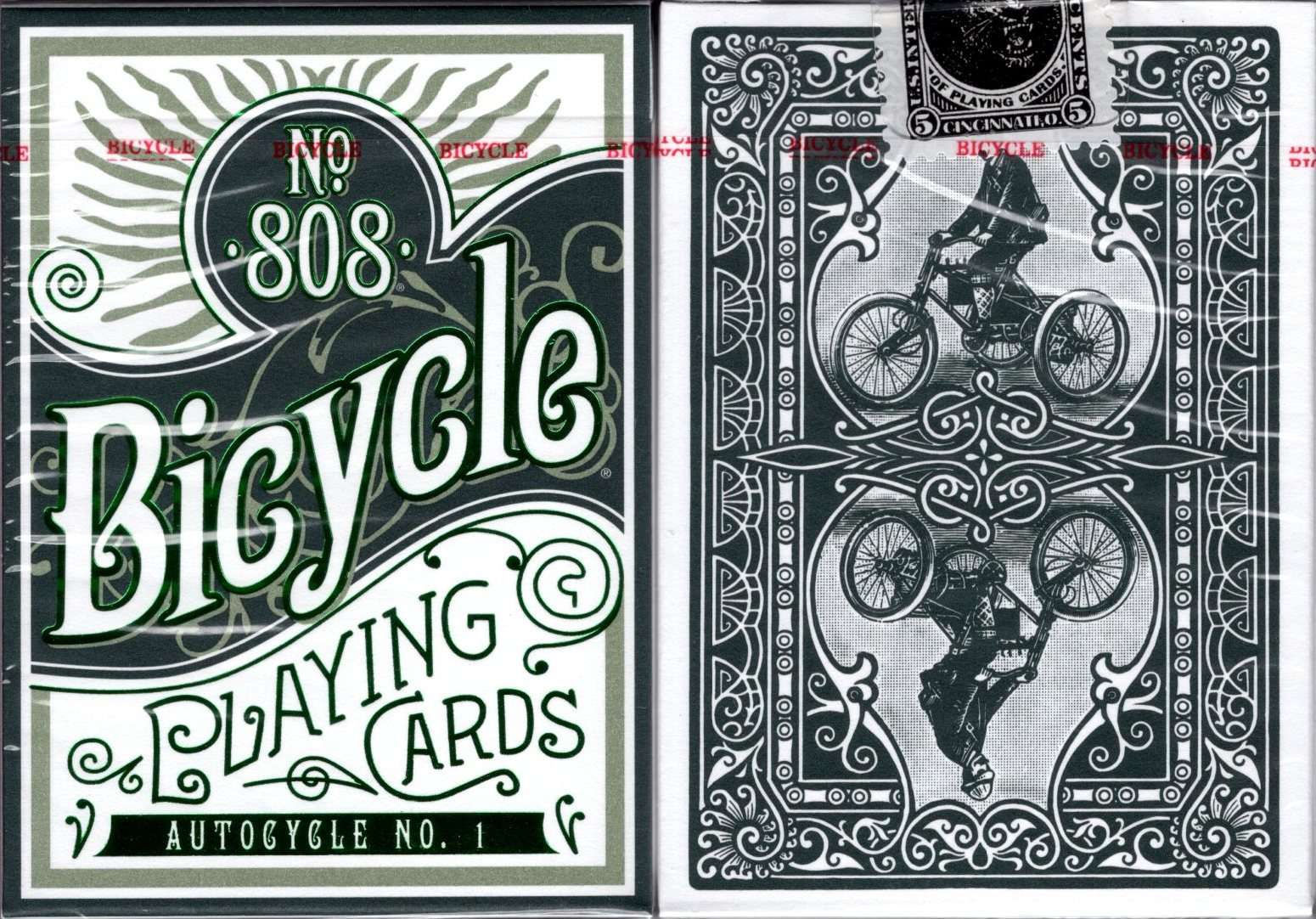 Autocycle No. 1 Green Bicycle Playing Cards
