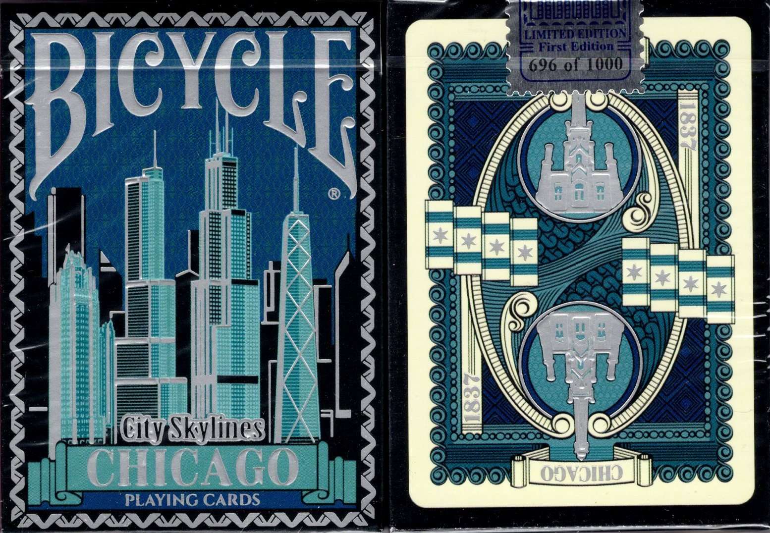 City Skylines Chicago (no seal) Bicycle Playing Cards