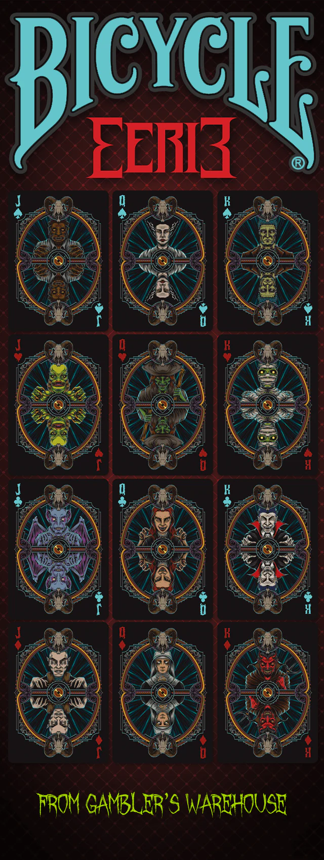 Eerie Bicycle Playing Cards - Red & Purple - Image 6