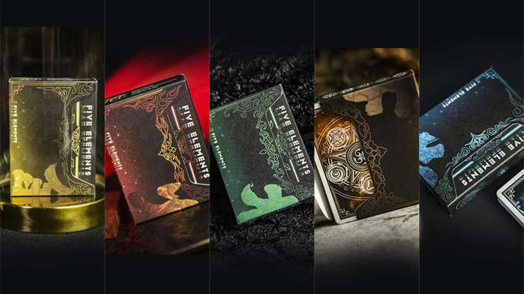 Five Elements Playing Cards Wooden Collection Set with 5 Dice - Image 2