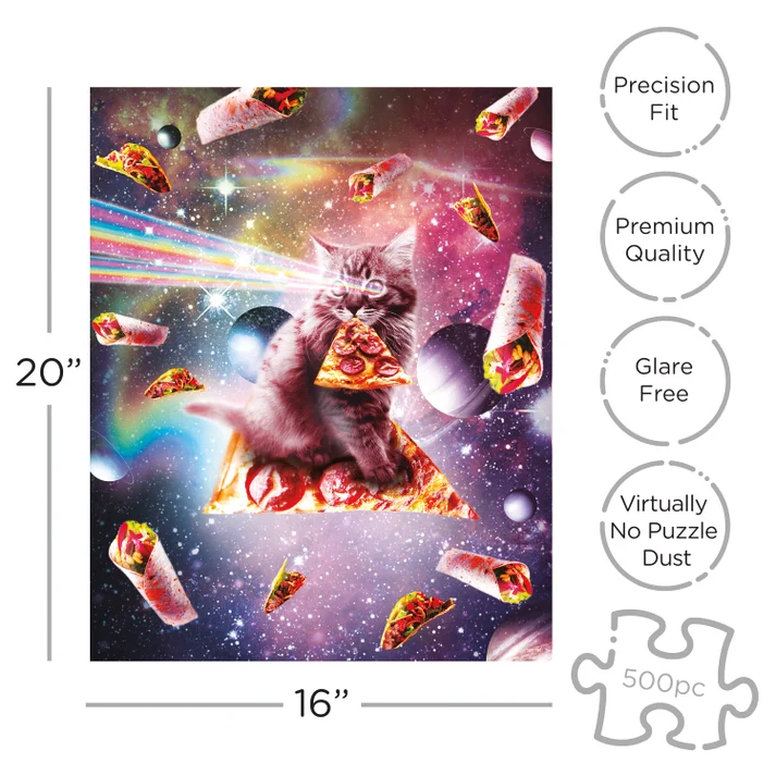 Galaxy Cat Pizza 500 Piece Jigsaw Puzzle - Image 2