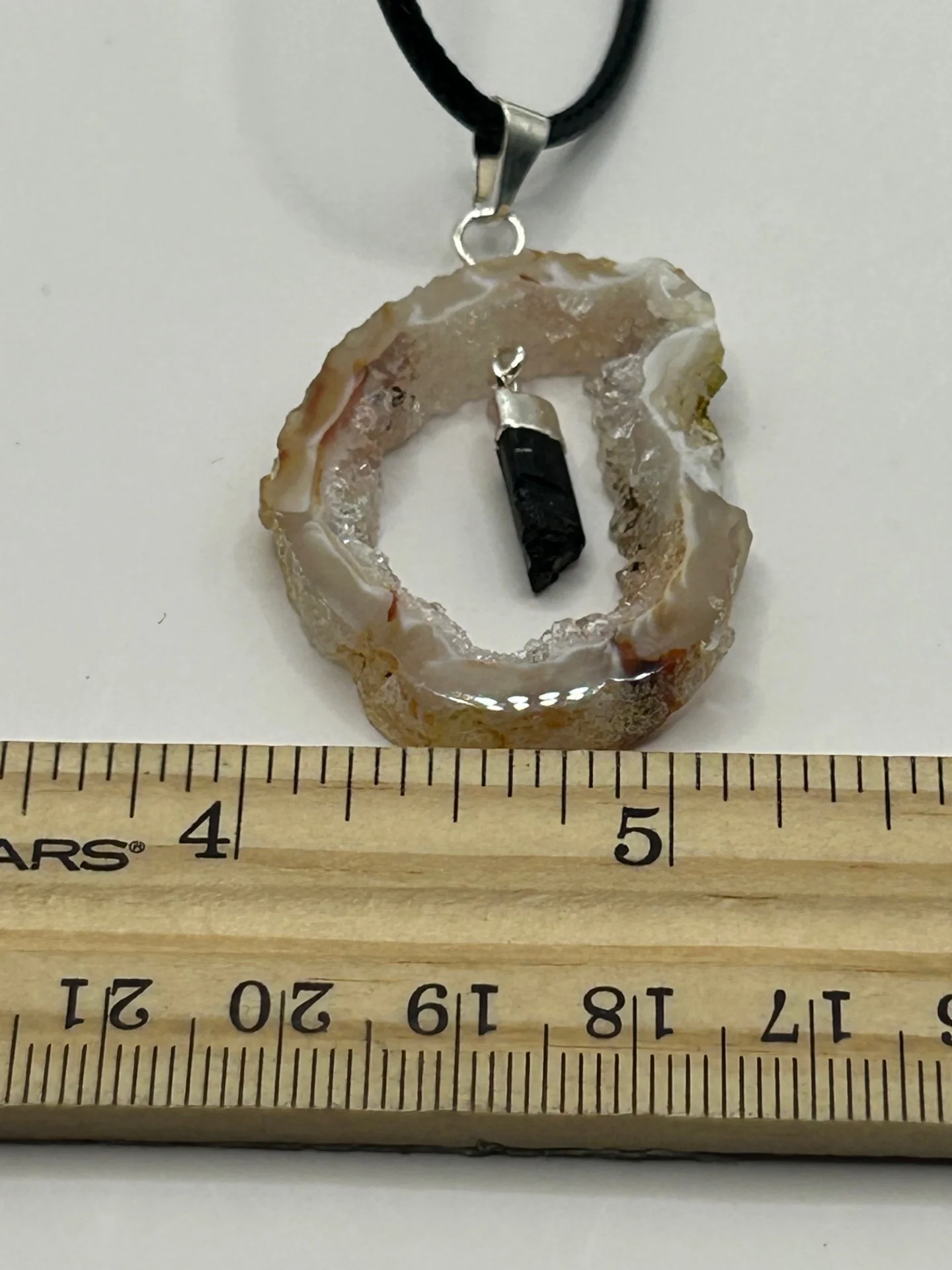 Geode Agate Necklace with Obsidian - Image 3