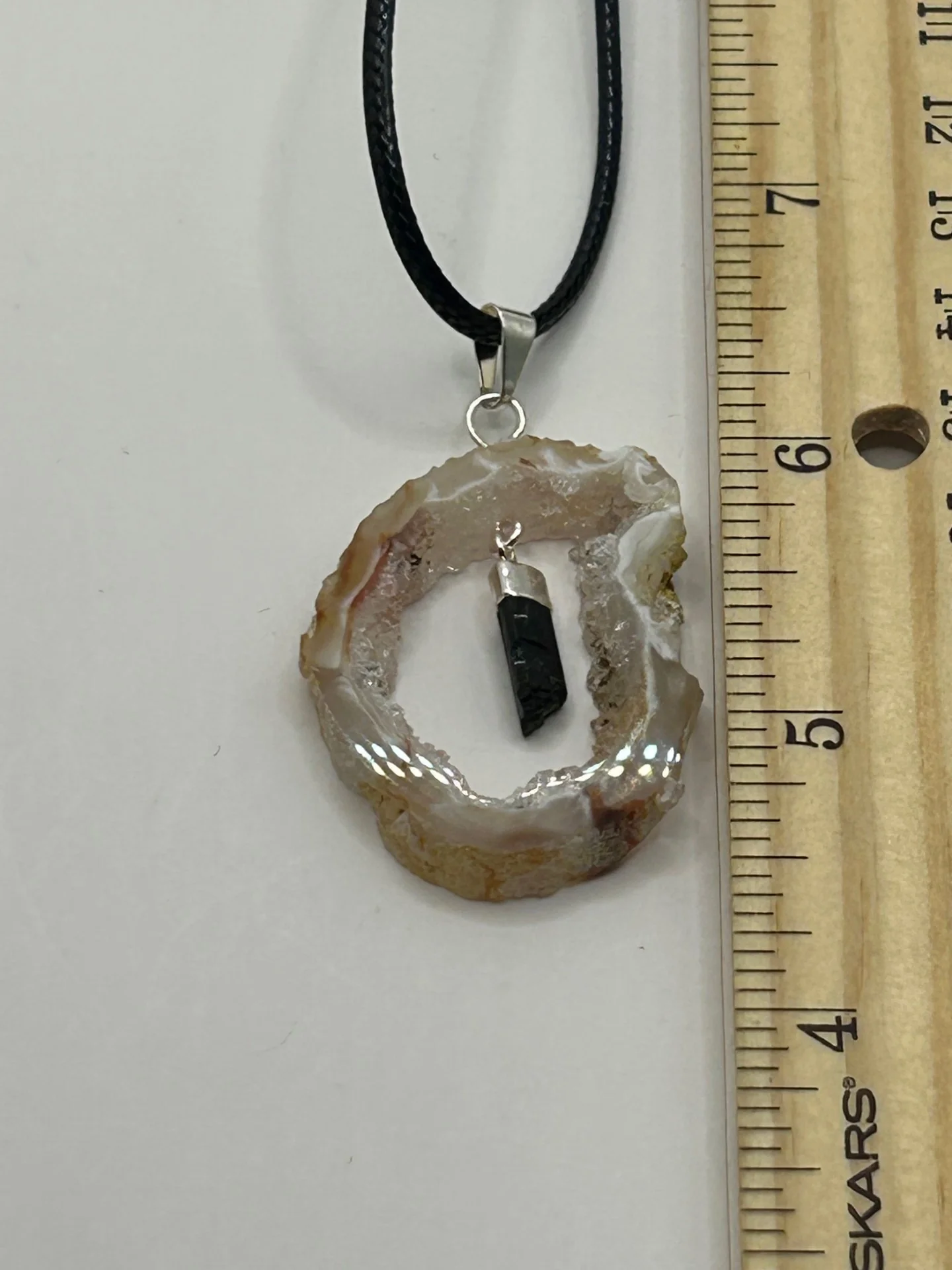Geode Agate Necklace with Obsidian - Image 4
