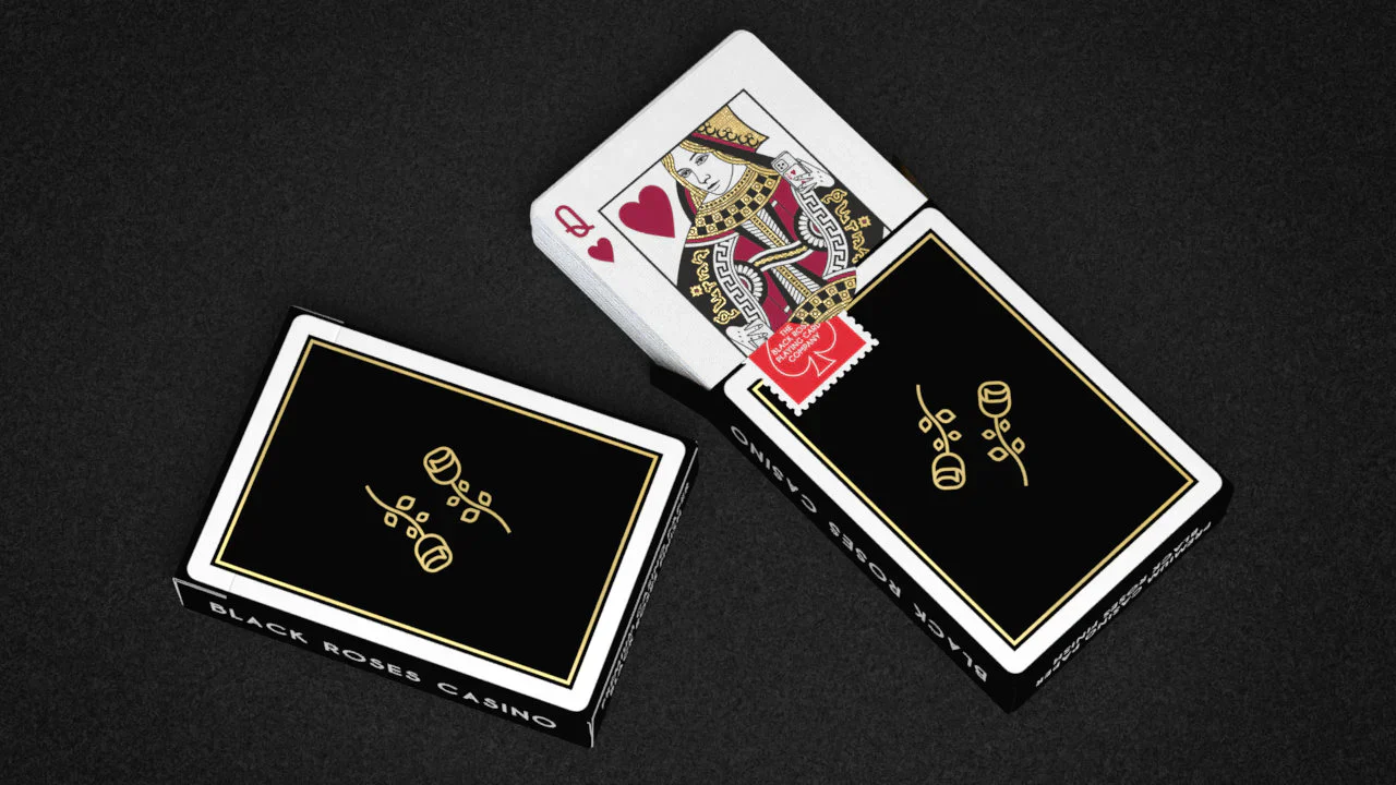 Gold Foil Black Roses Casino Playing Cards