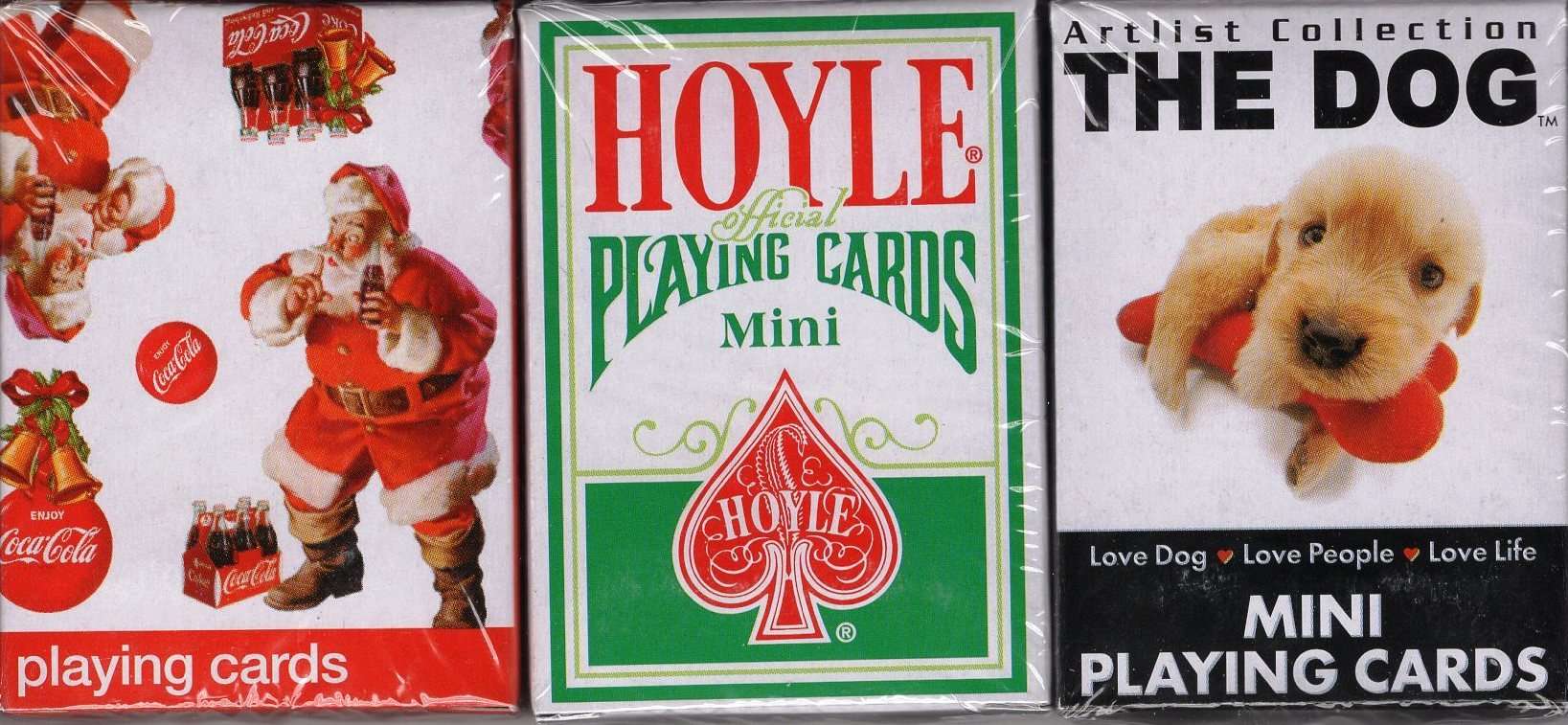Hoyle Dog Coke 3 Deck Set Mini Holiday Playing Cards USPCC