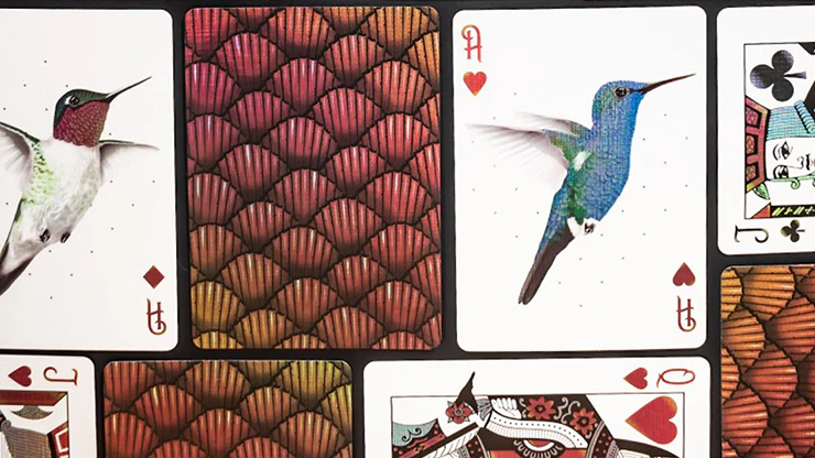 Hummingbird Feathers Red Playing Cards Cartamundi - Image 3