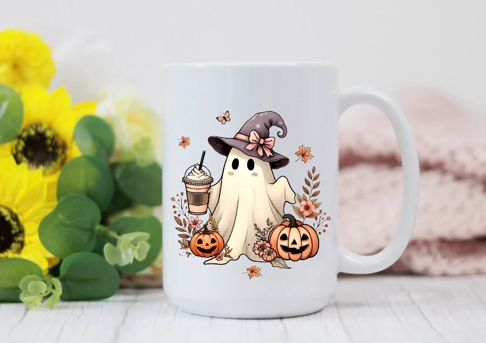 Iced Coffee Halloween Ghost - 15oz Coffee Mug - Image 2
