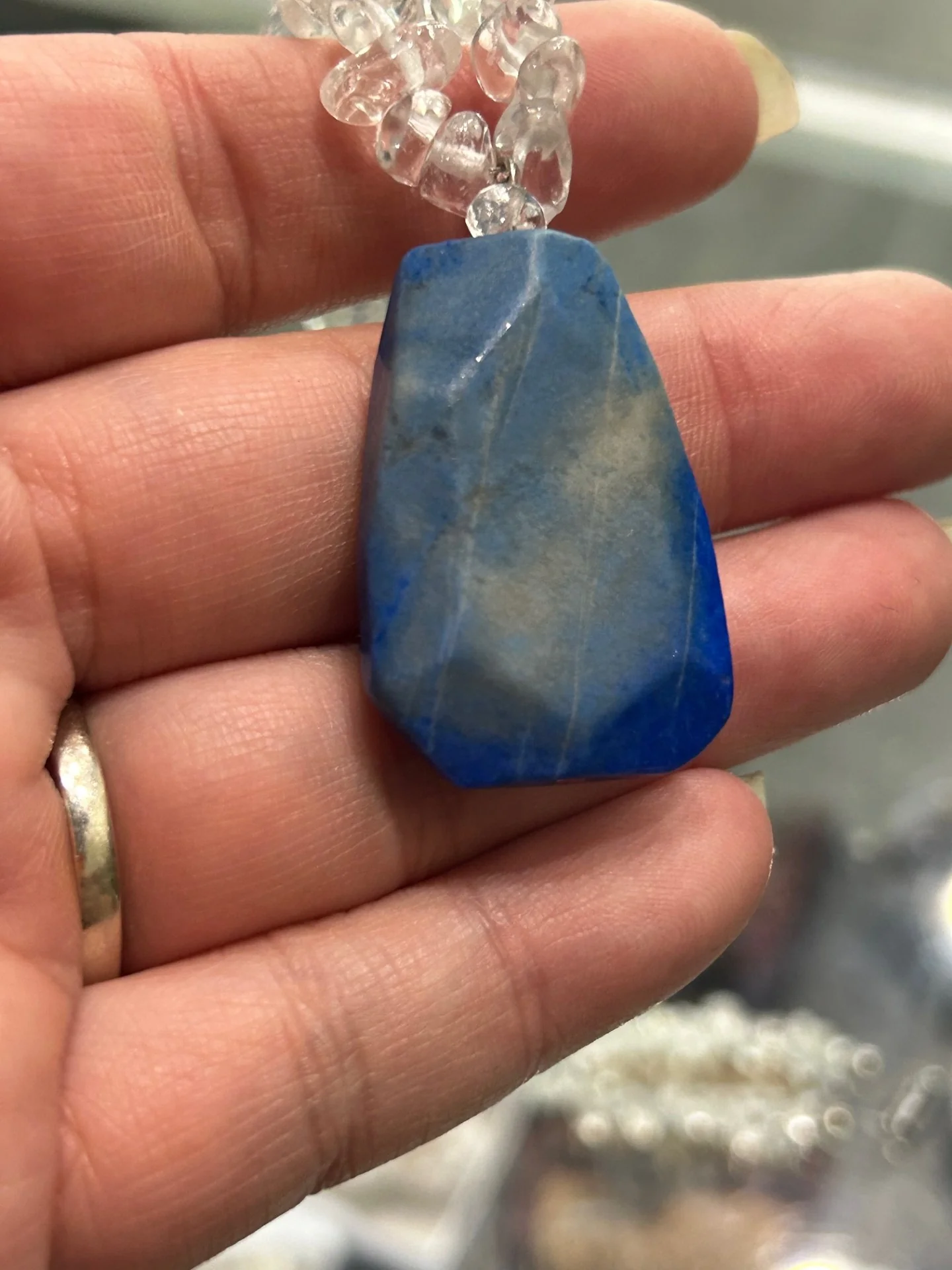 Lapis Lazuli pendant with Clear Quartz Handmade Necklace - Image 3