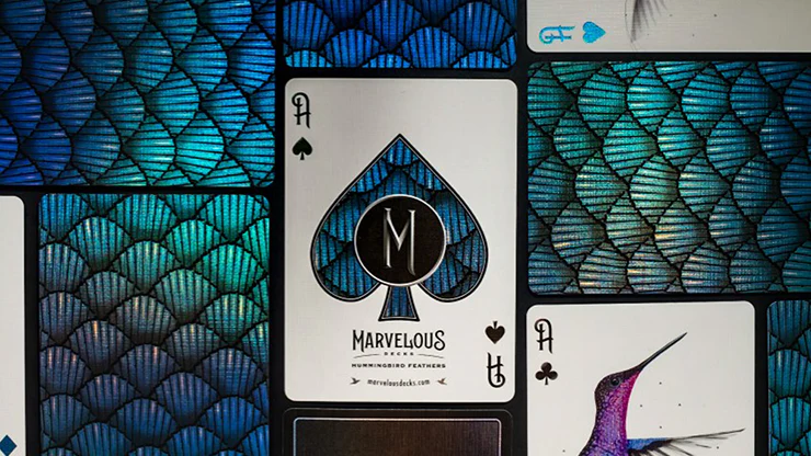 Marvelous Hummingbird Feathers Blue Playing Cards Cartamundi - Image 3