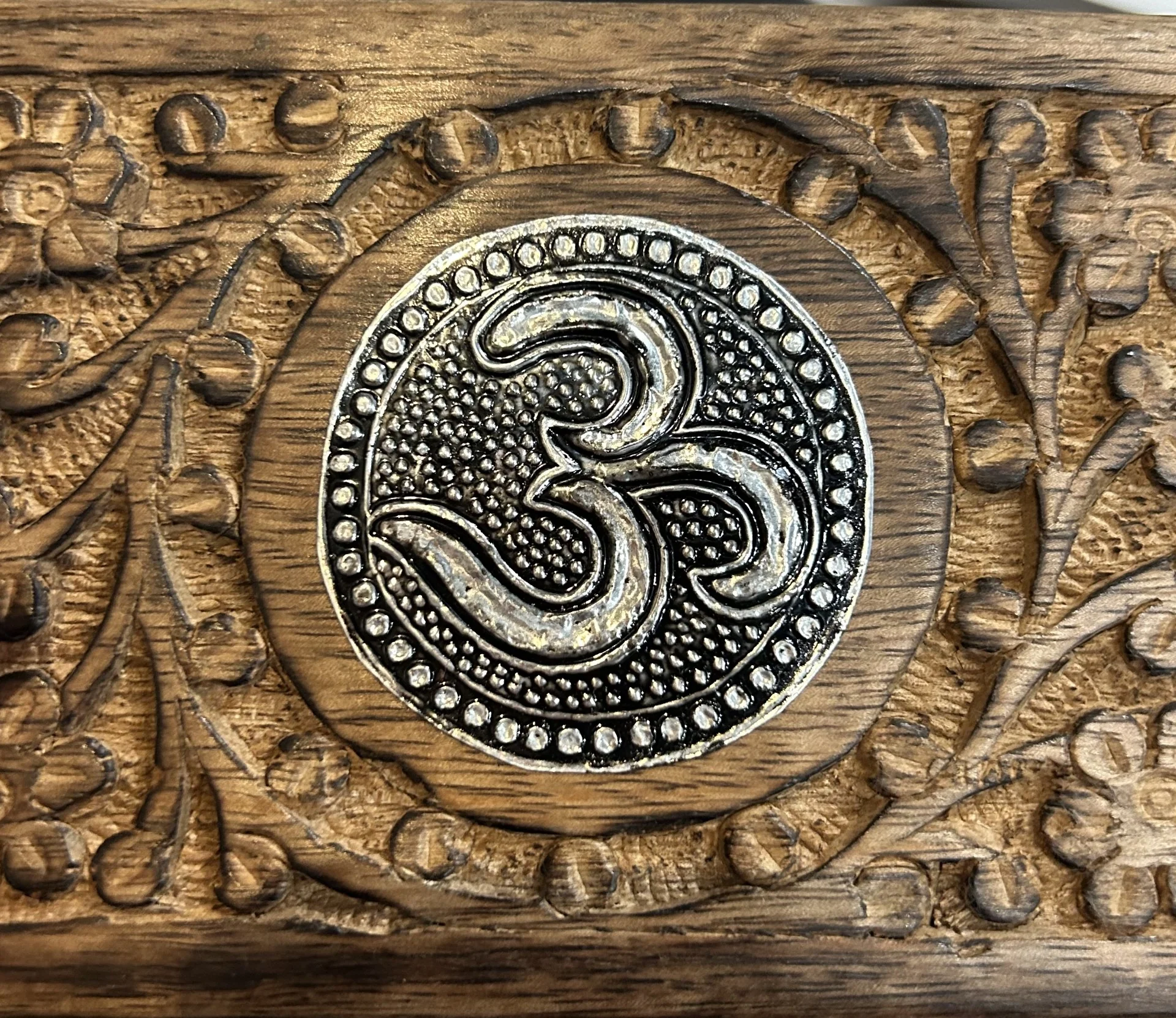 Om Carved Wooden Box (6 X 4 in.) - Image 2