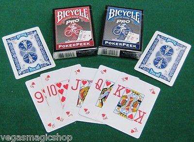 Pro Poker Peek Red & Blue 2 Deck Set Bicycle Playing Cards Poker Size - Image 2