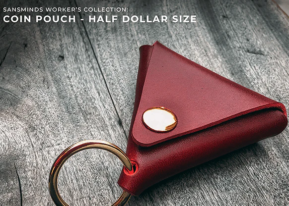 Red Leather 1/2 Dollar Size Coin Pouch