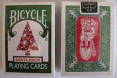 Santa Back 2 Deck Set Red & Green Bicycle Playing Cards - Image 2