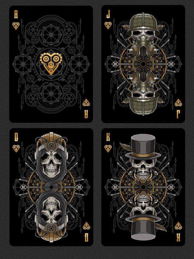 Steampunk Bandits Bicycle Playing Cards - Black & White - Image 4