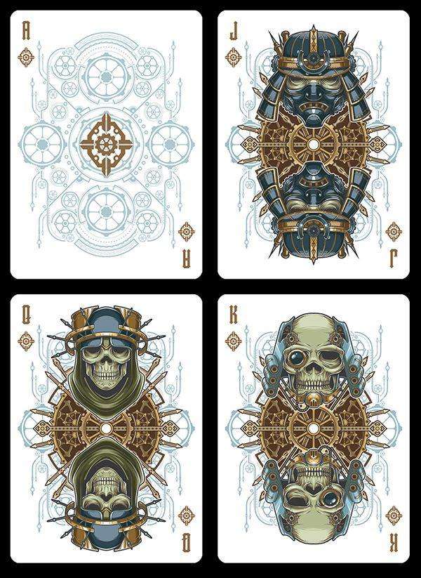 Steampunk Bandits Bicycle Playing Cards - Black & White - Image 5