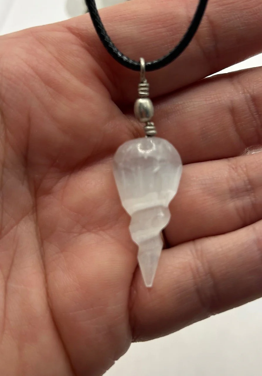 Selenite Spiral Pendant Necklace - Image 3