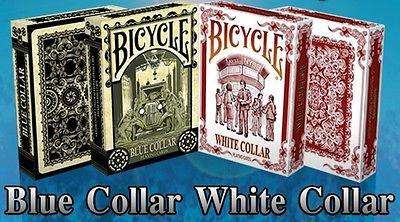 White & Blue Collar 2 Deck Set Bicycle Playing Cards